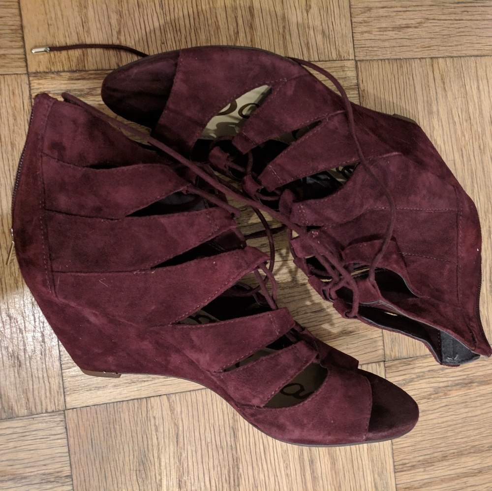 Sam Edelmam Purple Lace up wedges